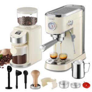 Gevi Super-Automatic Espresso Machine 20 Bar with Grinder, Professional Espresso Maker with 35 Precise Grind Settings Burr Coffee Grinders Combos, Gift for Coffee Lover