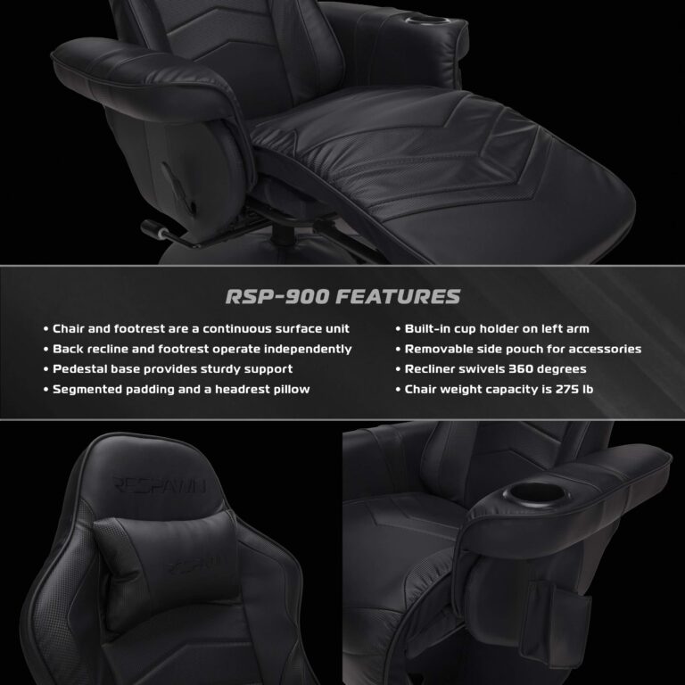 RESPAWN 900 Gaming Recliner - Video Games Console Recliner Chair, Computer Recliner, Adjustable Leg Rest and Recline, Recliner with Cupholder, Reclining Gaming Chair with Footrest - Black - Image 3