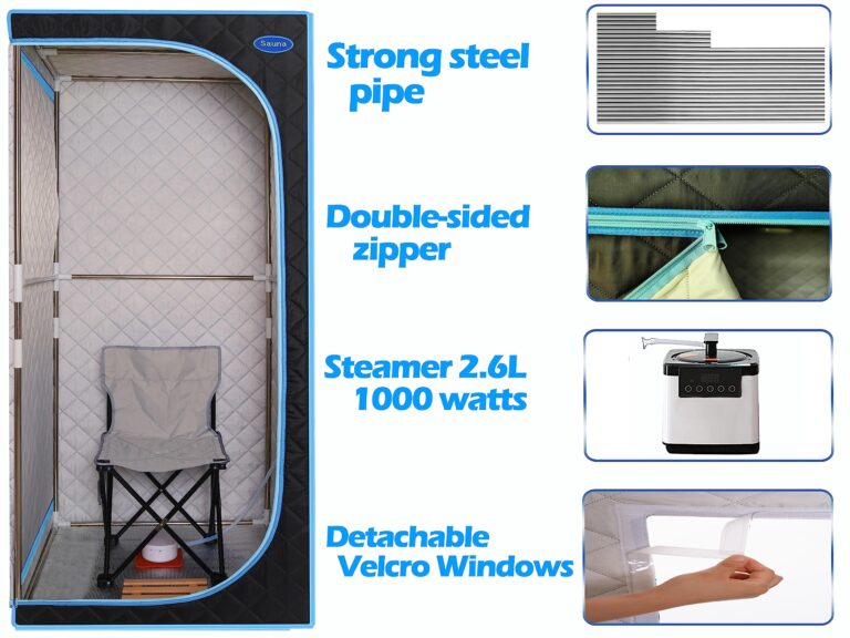 Portable Steam Sauna, Personal Sauna Box, Home Sauna Tent, Thick Triple-Layer Insulated Oxford, 2.2L Steamer, Remote Control, Folding Chair, 15 Levels of Temp, Steel Pipe Bracket 2.63’ x 2.63’ x 5.8’ - Image 3