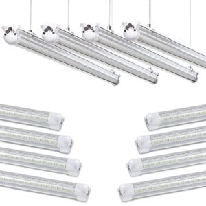 Skymoatled 8Pack 8FT LED Shop Light Garage Light,100W 5000K Daylight Color 15500LM Super Bright,Hanging or Surface Mount,Plug and Play,Linkable T8 LED Tube Lights for Garage,Warehouse, Workshop