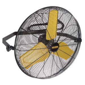 HiCFM 9100 CFM 24 inch Heavy Duty Industrial Wall Mounted Fan with TEAO Enclosure Motor, Permanent Lubricated Ball Bearing, 9 FT Cord, 180Degree Tilting, Safety Yellow Blade Wall Fan - UL Listed