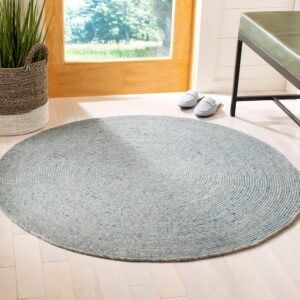 SAFAVIEH Braided Collection 7' Round Turquoise BRD901K Handmade Country Cottage Reversible Wool Entryway Foyer Living Room Bedroom Kitchen Area Rug