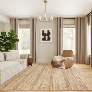 nuLOOM 8x10 Rigo Jute Hand Woven Area Rug, Natural, Solid Farmhouse Design, Natural Fiber, For Bedroom, Living Room, Dining Room, Hallway, Office, Kitchen, Entryway