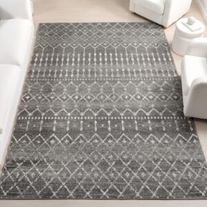 nuLOOM 9x12 Moroccan Blythe Area Rug, Dark Grey, Faded Bohemian Design, Stain Resistant, For Bedroom, Dining Room, Living Room, Hallway, Office, Kitchen, Entryway