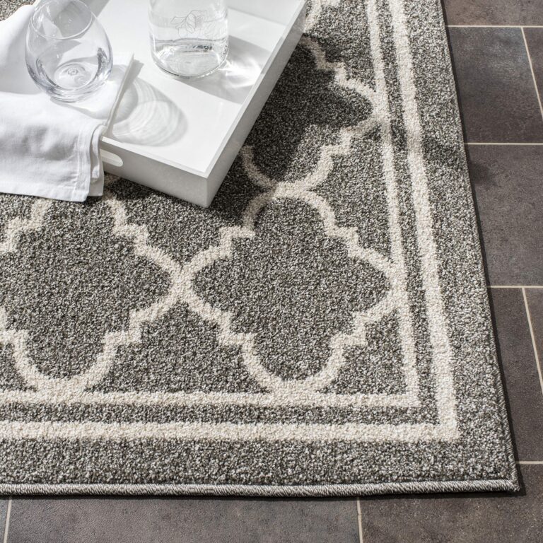 SAFAVIEH Amherst Collection X-Large Area Rug - 11' x 15', Dark Grey & Beige, Moroccan Trellis Design, Non-Shedding & Easy Care, Ideal for High Traffic Areas in Living Room, Bedroom (AMT422R) - Image 5