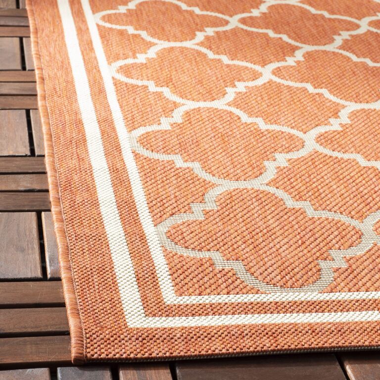 SAFAVIEH Courtyard Collection 8' x 11' Red/Bone CY6918 Trellis Indoor/ Outdoor Splashproof Easy Scrubbing Patio Backyard Mudroom Area Rug - Image 4