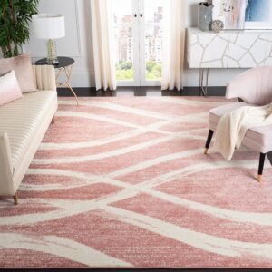 SAFAVIEH Adirondack Collection Area Rug - 9' x 12', Rose & Cream, Modern Wave Distressed Design, Non-Shedding & Easy Care, Ideal for High Traffic Areas in Living Room, Bedroom (ADR125Z)