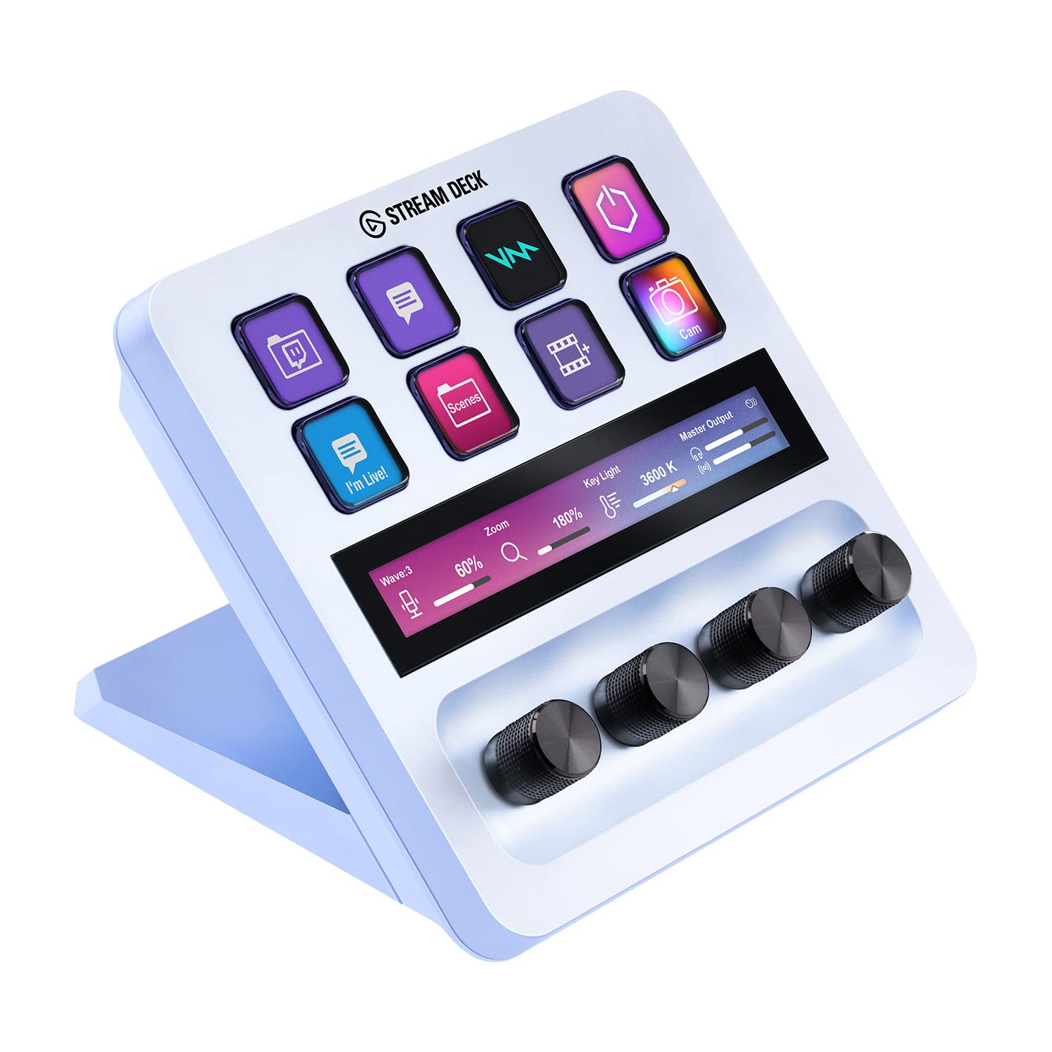 Elgato Stream Deck + White - Works great with Adobe Apps - Photoshop, Illustrator, Premiere Pro & More - 4 Dials, 8 Customizable Keys - Get 2 Months of Adobe Creative Cloud - Works with Mac & PC