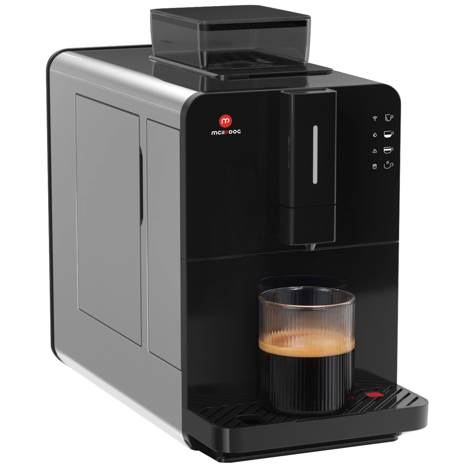 Mcilpoog Super Automatic Espresso Coffee Machine，Bean To Cup Fully Automatic Espresso Machine with Grinder,Easy To Use Wifi Touch Screen Coffee Maker.19 Bar Barista Pump(Hi series 01)