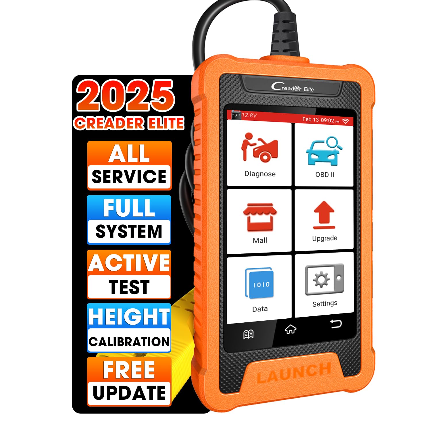 LAUNCH Creader Elite for Land Rover Jaguar OBD2 Scanner, 2025 Full System Bi-Directional Diagnostic Scan Tool, All Reset Services, Active Tests, Height Calibration, Auto VIN, Lifetime Free Update